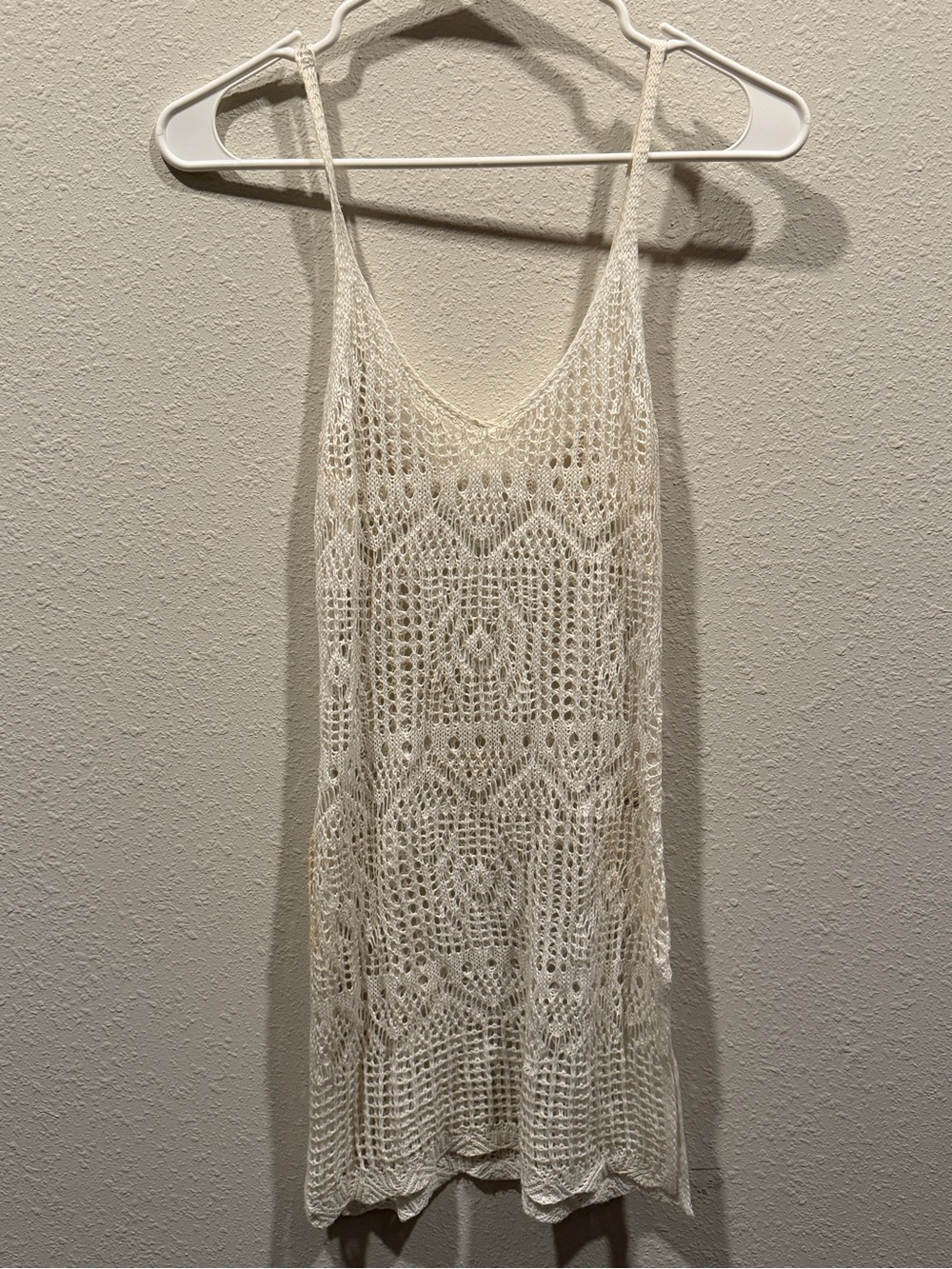 Amazon Cream Crochet Knit Mini Dress